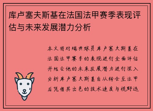 库卢塞夫斯基在法国法甲赛季表现评估与未来发展潜力分析